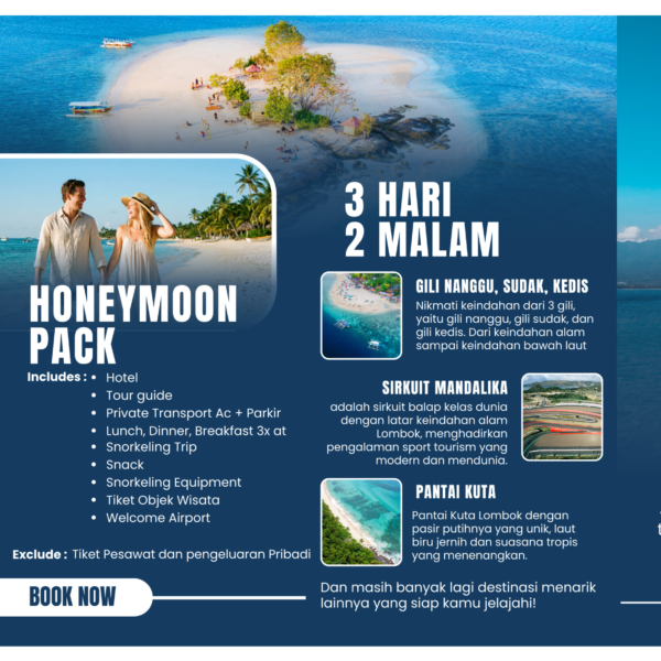Paket Honeymoon LOmbok 3 hari 2 malam